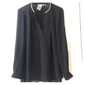 Sheer black beaded top size L